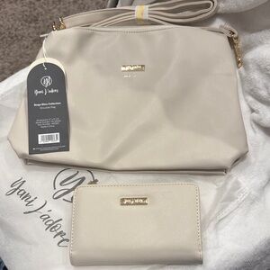 Beige Shoulder Bag and Wallet Set